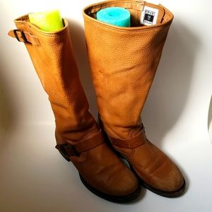 Frye Veronica Slouch Distressed Soft Leather Tall (mid-calf) Camel Boots Sz 8.5